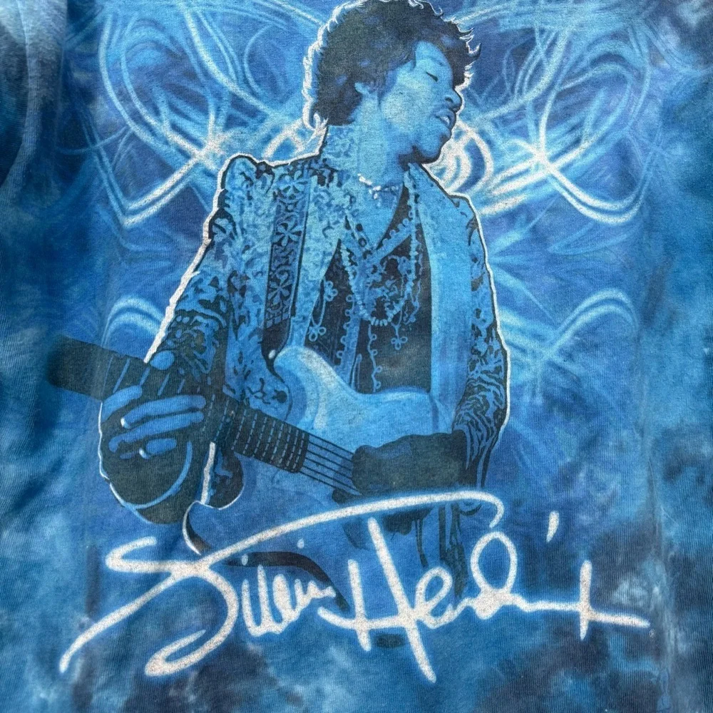 🧨 5/$25 Women’s Jimi Hendrix Blue Graphic Distressed T-Shirt - Picture 6 of 6